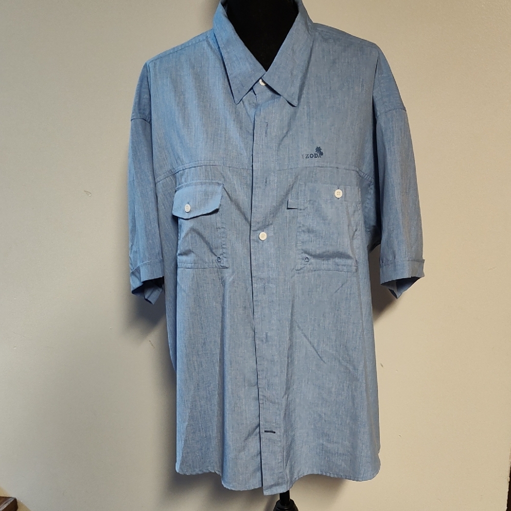 Izod Blue Casual Button Down Shirt